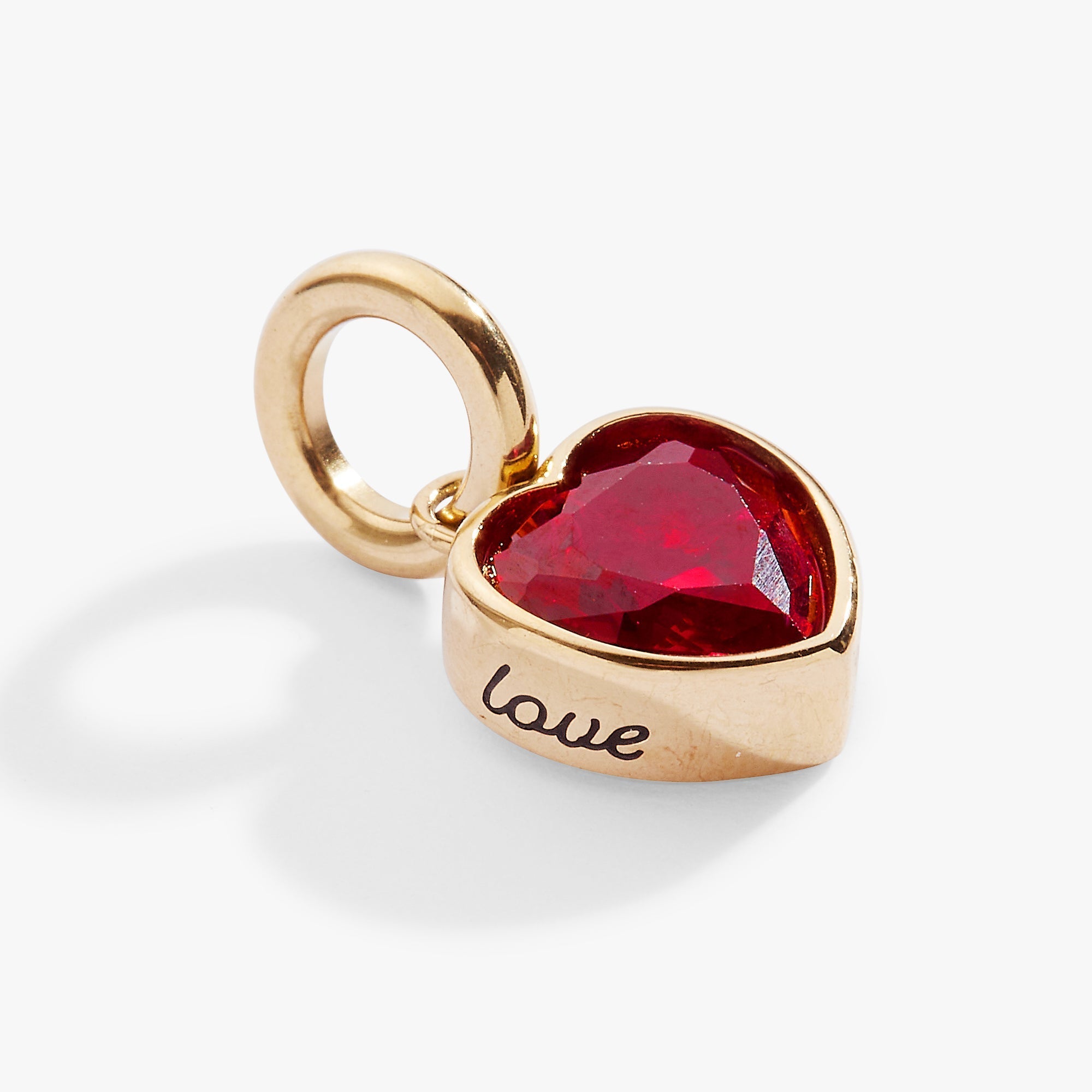 July 'Love' Heart Birthstone Charm